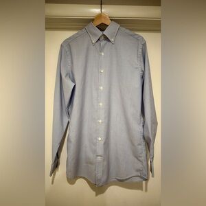 Proper Cloth Blue Micro-Stripe Button-Down Dress Shirt